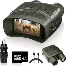 Night Vision Goggles - 4K Binoculars For Adults; Camouflage 3'' Large Screen Binoculars - Rechargeable Lithium Battery - 32G Memory Card - Camouflage
