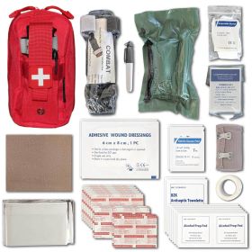 Field First Aid Kit (IFAK) | 44 Piece | Compact Personal First Aid Kit | Backpacking; Camping; Emergency; Travel; Tactical; Survival IFAK - Red