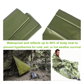 Portable Lightweight Emergency - Thermal Bivy Sack For Outdoor Activities - Windproof - Green - Tent