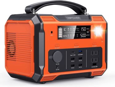 DBPOWER Portable Power Station 505Wh 500W (Peak 1000W) Outdoor Generator Mobile Lithium Battery Pack with (Solar Panel Not Included) SOS LED - Orange