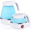 Foldable Electric Kettle, Camping Kettle, Mini Travel Kettle, Silicone Electric Water Boiler, Collapsible Kettle with Separable Power Cord - Blue