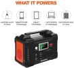 200W Portable Power Station, FlashFish 40800mAh Solar Generator with 110V AC Outlet/2 DC Ports/3 USB Ports, Backup Battery Pack Power Supply