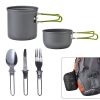 1 Set Outdoor Camping Cooking Kit Portable Non-Stick Backpacking Picnic Pot And Bowl Open Fire Cookware Set For Outdoor Hiking And Camping - Green