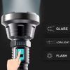Big Strong Light LED Flashlight USB Rechargeable Tactical Hunting Flashlight Built-in Battery Flash Light - Black