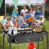 3 Burner Portable Propane Gas Stove Outdoor Camping Grill Grill - black - steel