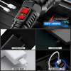 Big Strong Light LED Flashlight USB Rechargeable Tactical Hunting Flashlight Built-in Battery Flash Light - Black