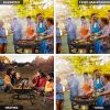 Bosonshop 22'' Outdoor Wood Burning BBQ Grill Firepit Bowl w/Spark Round Mesh Spark Steel Fire Pit Bonfire for Backyard Camping - KM3752
