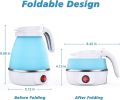 Foldable Electric Kettle, Camping Kettle, Mini Travel Kettle, Silicone Electric Water Boiler, Collapsible Kettle with Separable Power Cord - Blue