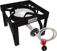 High Pressure Propane Burner 16 Inch Outdoor Cooker Turkey Fryer - black - steel
