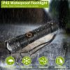 Tactical LED Flashlight Zoomable Rechargeable Light Torch - Black