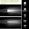 Tactical LED Flashlight Zoomable Rechargeable Light Torch - Black