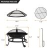 Bosonshop 22'' Outdoor Wood Burning BBQ Grill Firepit Bowl w/Spark Round Mesh Spark Steel Fire Pit Bonfire for Backyard Camping - KM3752