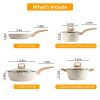 Kitchen Cookware Set Pots and Pans Set White Nonstick Granite Coating Dishwasher Even Heat Induction Frying Pan Stockpot Sauce Pan - Cookware Set