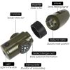 ABS 7 In 1 Multifunctional Survival Whistle With LED Light; Compass; Thermometer; Suitable For Camping; Hiking; Outdoor Essential Accessories - Green