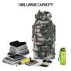 100L Large Military Camping Backpack Waterproof Camo Hiking Travel Tactical Bag - Green