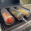 Stainless Steel Barbecue Cooking Grill Grate Outdoor Camping BBQ Drum Grilling Basket Campfire Grid Picnic Cookware Kitchen Tool - 30cm