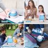 Foldable Electric Kettle, Camping Kettle, Mini Travel Kettle, Silicone Electric Water Boiler, Collapsible Kettle with Separable Power Cord - Blue