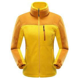 Cross-border Sources Of New Polar Fleece Warm Fleece Couple Cardigan Contrast (Option: Yellow female-3XL)